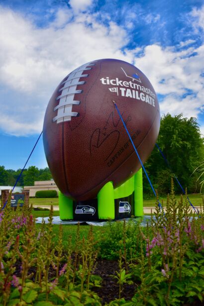 Branded inflatable company logo for storefront promotion